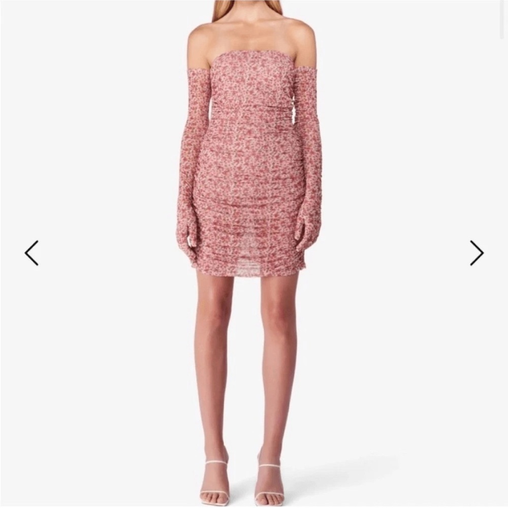 🌟SALE🌟MISCREANTS x REVOLVE Cupid Ruched Mini Dress in Dusty Rose Ditsy Floral